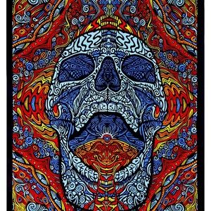 Sunshine Joy 3D Mindful Skull Tapestry Beach Sheet Hanging Wall Art  - 60x90”